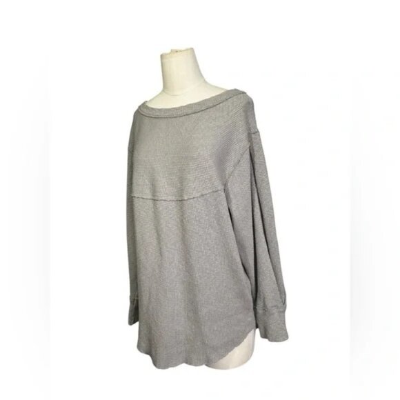 Free People OG Long Sleeve Pullover Top Stone Size Small #OB1164798 - Picture 3 of 9
